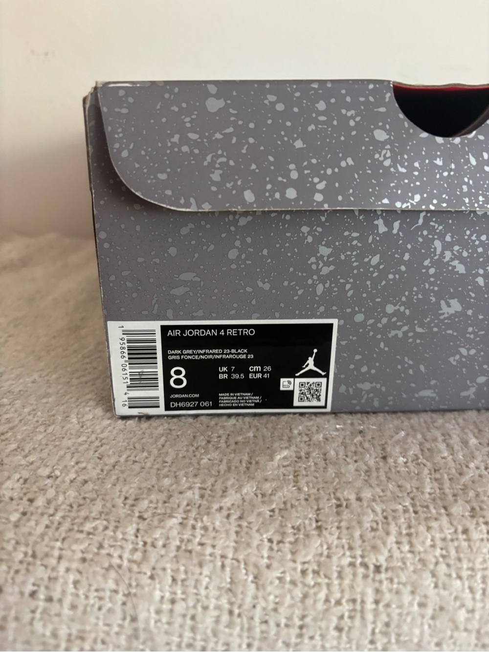 Jordan Retro Sneakers - Grey with Black and Red Accents - Picture 3 of 10